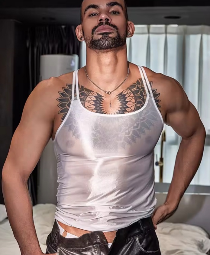 Men's Intimates cross-border visible tank top thin slim body shaping silk vest
